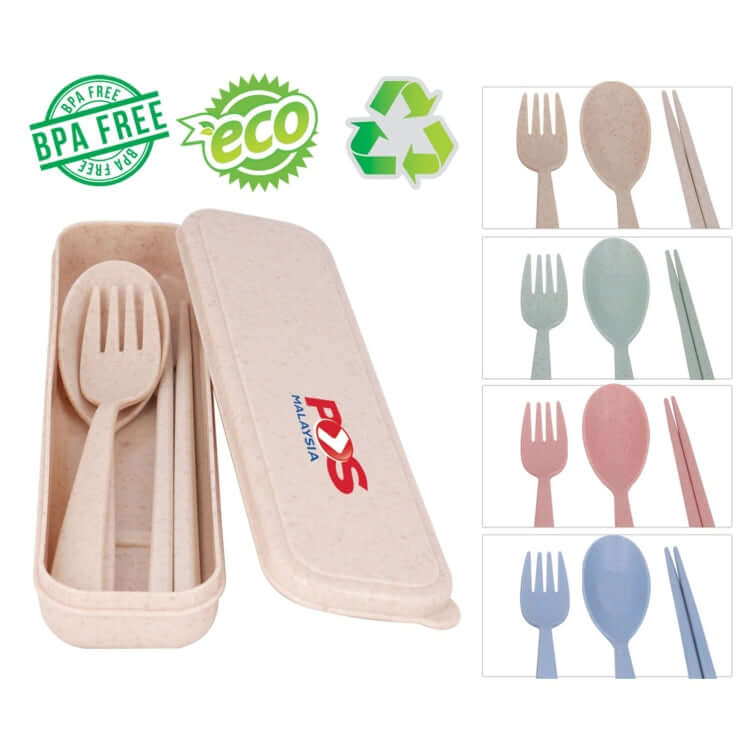 Organic Wheat Fiber Cutlery Set by Corporate Gift Store Singapore