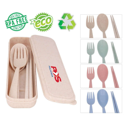 Organic Wheat Fiber Cutlery Set by Corporate Gift Store Singapore