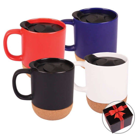 330ml Cork Base Ceramic Mug by Corporate Gift Store Singapore