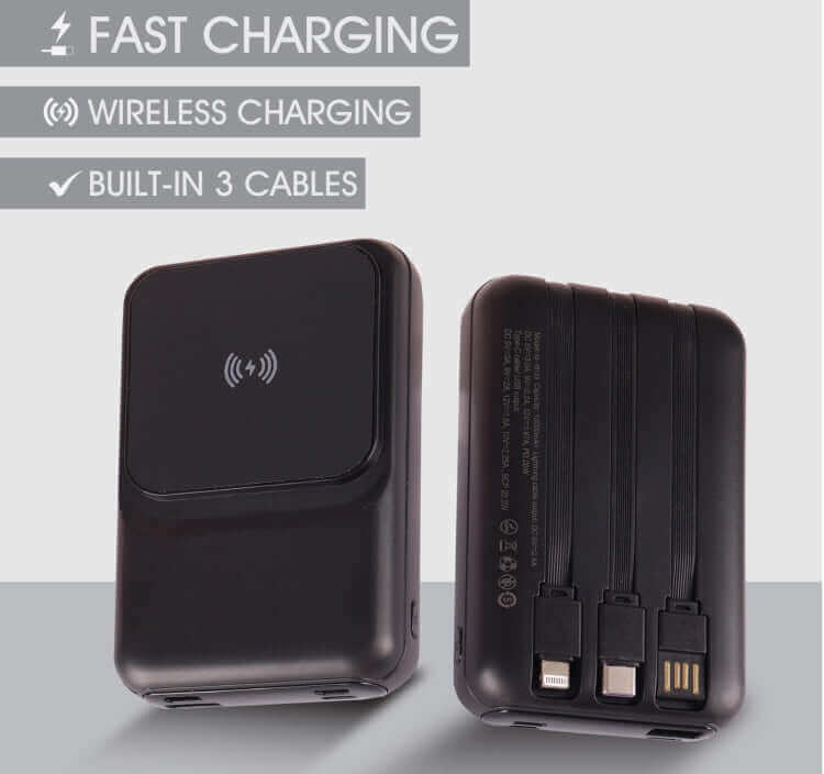Fast Charging Wireless Powerbank With Built-In 3 Cables by Corporate Gift Store Singapore