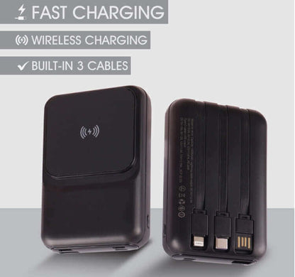 Fast Charging Wireless Powerbank With Built-In 3 Cables by Corporate Gift Store Singapore