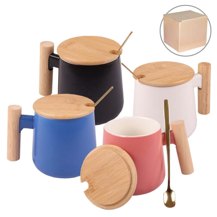 Ceramic Mug with Bamboo Lid & Spoon by Corporate Gift Store Singapore
