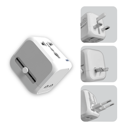 World Travel Adaptor With 2 USB-A + 1 USB-C PD20W Quick Charge by Corporate Gift Store Singapore