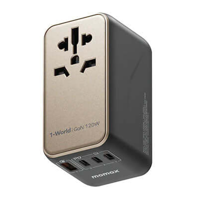 Momax 1-World Universal 4-Port Travel GaN Charger 120W + USB-C Cable by Corporate Gift Store Singapore