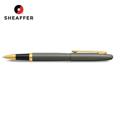 Sheaffer® Glossy Light Gray Rollerball Pen With PVD Gold-Tone Trim on a white background