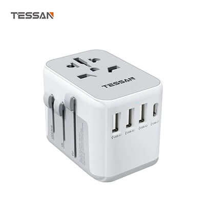 TESSAN 17W Universal Travel Adapter with 1 USB C & 3 USB A Ports by Corporate Gift Store Singapore