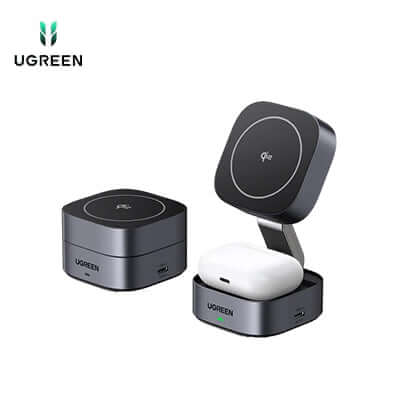 UGREEN 2-in-1 Qi2 Magnetic Wireless Foldable Fast Charging Station Corporate Gift Singapore