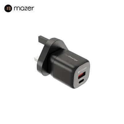 Mazer GaNPrestige 20W GaN Wall Charger US + UK Pin (2 Ports) by Corporate Gift Store Singapore