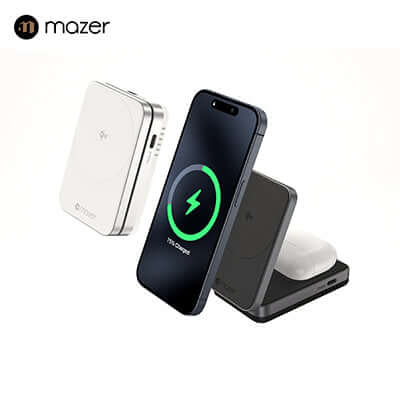 Mazer MagFold Duo+ Qi2 Certified 15W Foldable 2-in-1 Wireless Charger by Corporate Gift Store Singapore