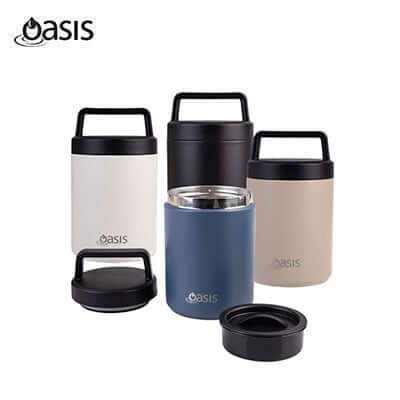 Oasis Stainless Steel Insulated Dual Compartment Food Flask with Handle 480ML by Corporate Gift Store Singapore