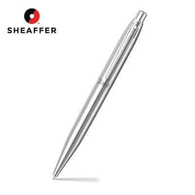 Sheaffer® Brushed Chrome Ballpoint Pen With Chrome Trim by Corporate Gift Store Singapore