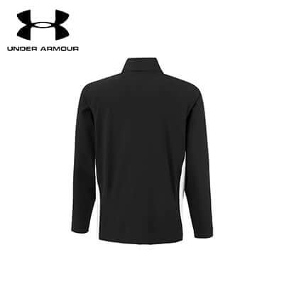 Back view of Under Armour Rival Stretch Woven Full-Zip Jacket in Black for sports and training, perfect as a Corporate Gift.