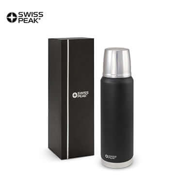 Swiss Peak Elite Copper Vacuum Flask in sleek packaging, perfect for corporate gifts in Singapore.