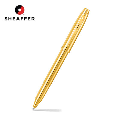 Sheaffer® 100 Glossy PVD Gold Rollerball Pen With PVD Gold Trim by Corporate Gift Store Singapore