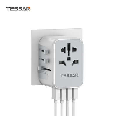 TESSAN Travel Adapter with 4 USB Ports by Corporate Gift Store Singapore