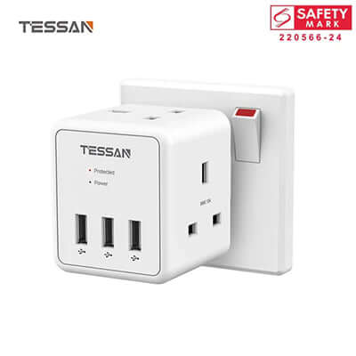 TESSAN 5 in 1 Cube Wall Plug Extension by Corporate Gift Store Singapore