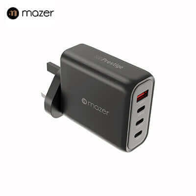 Mazer GaNPrestige 140W Gan Wall Charger With Travel Pins (4 Ports) by Corporate Gift Store Singapore