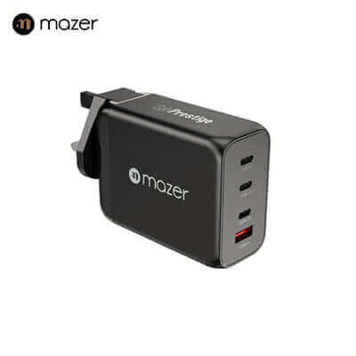 Mazer GaNPrestige 200W GaN Wall Charger with Travel Pins (4 Ports) by Corporate Gift Store Singapore