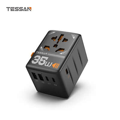 TESSAN 35W Travel Adaptor with 3 USB C & 2 USB Charging Ports by Corporate Gift Store Singapore