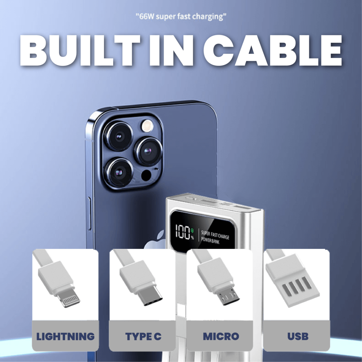 10000mAh PD22.5W Supwer Quick Charge Powerbank with Built-in Cables by Corporate Gift Store Singapore