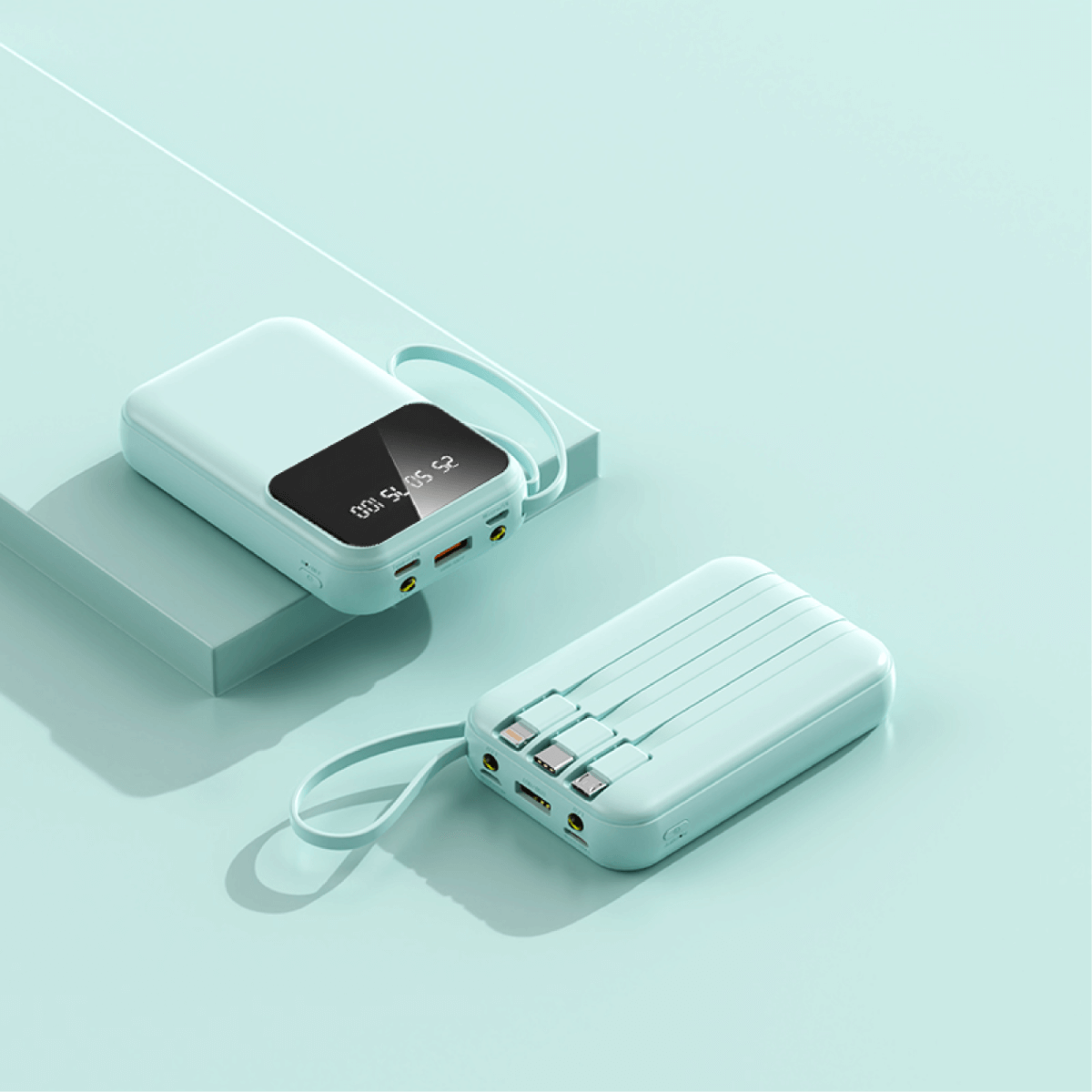 Mini Powerbank 10000mAh with 4 Built-in Cable by Corporate Gift Store Singapore