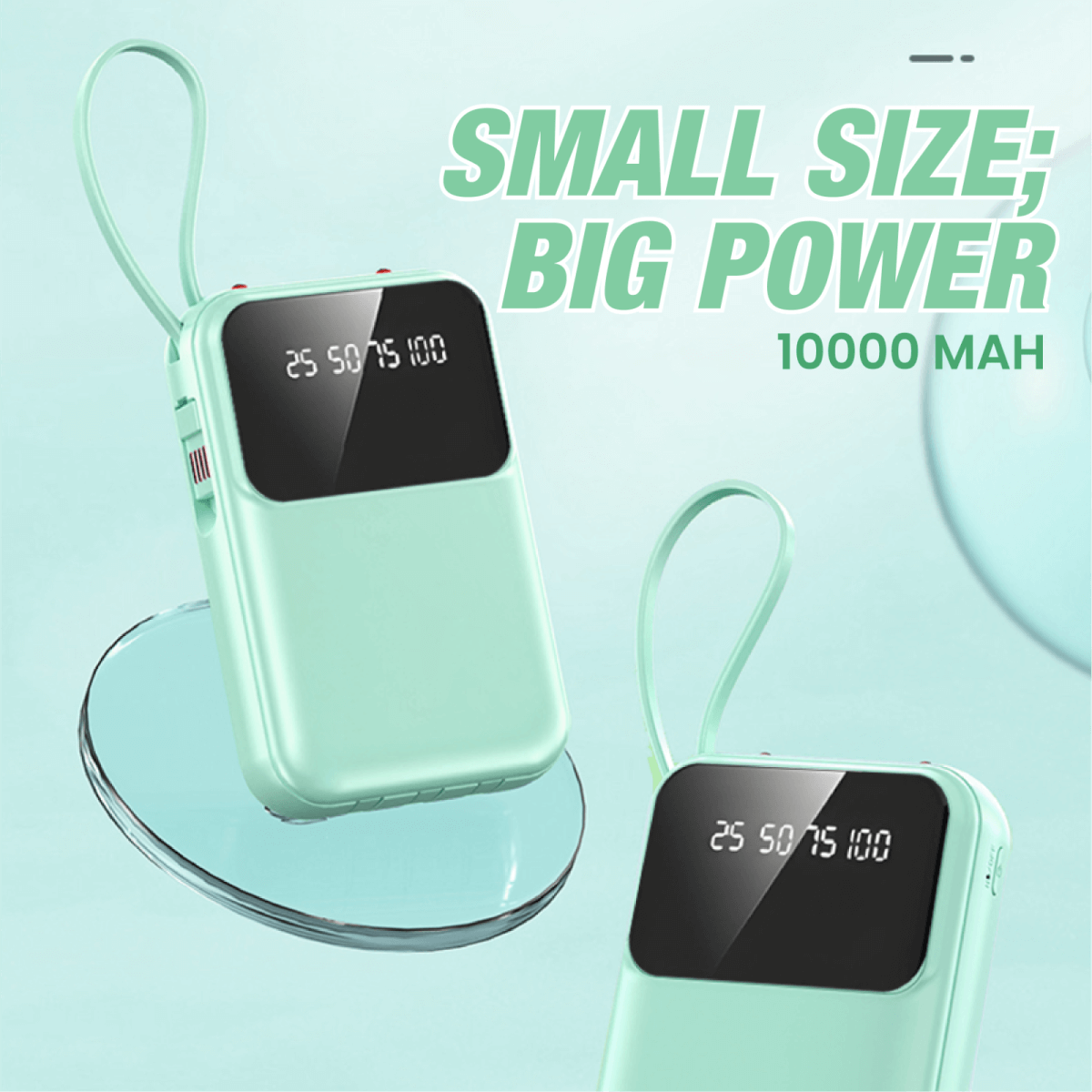 Mini Powerbank 10000mAh with 4 Built-in Cable by Corporate Gift Store Singapore