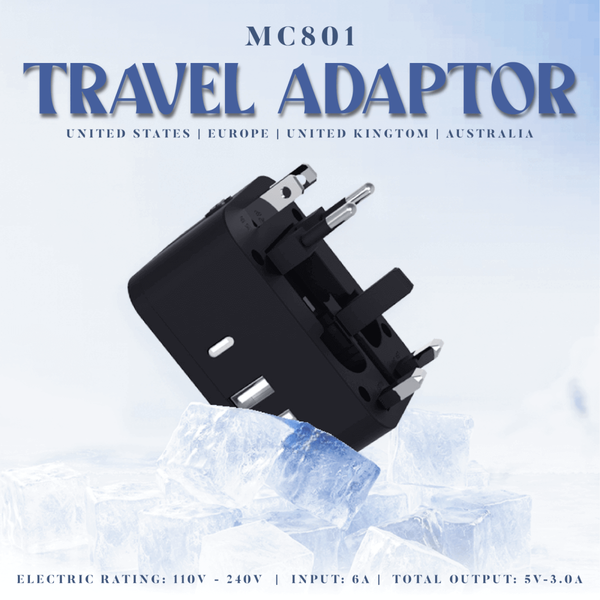 Travel Adaptor With 3.0A Fast Charge by Corporate Gift Store Singapore