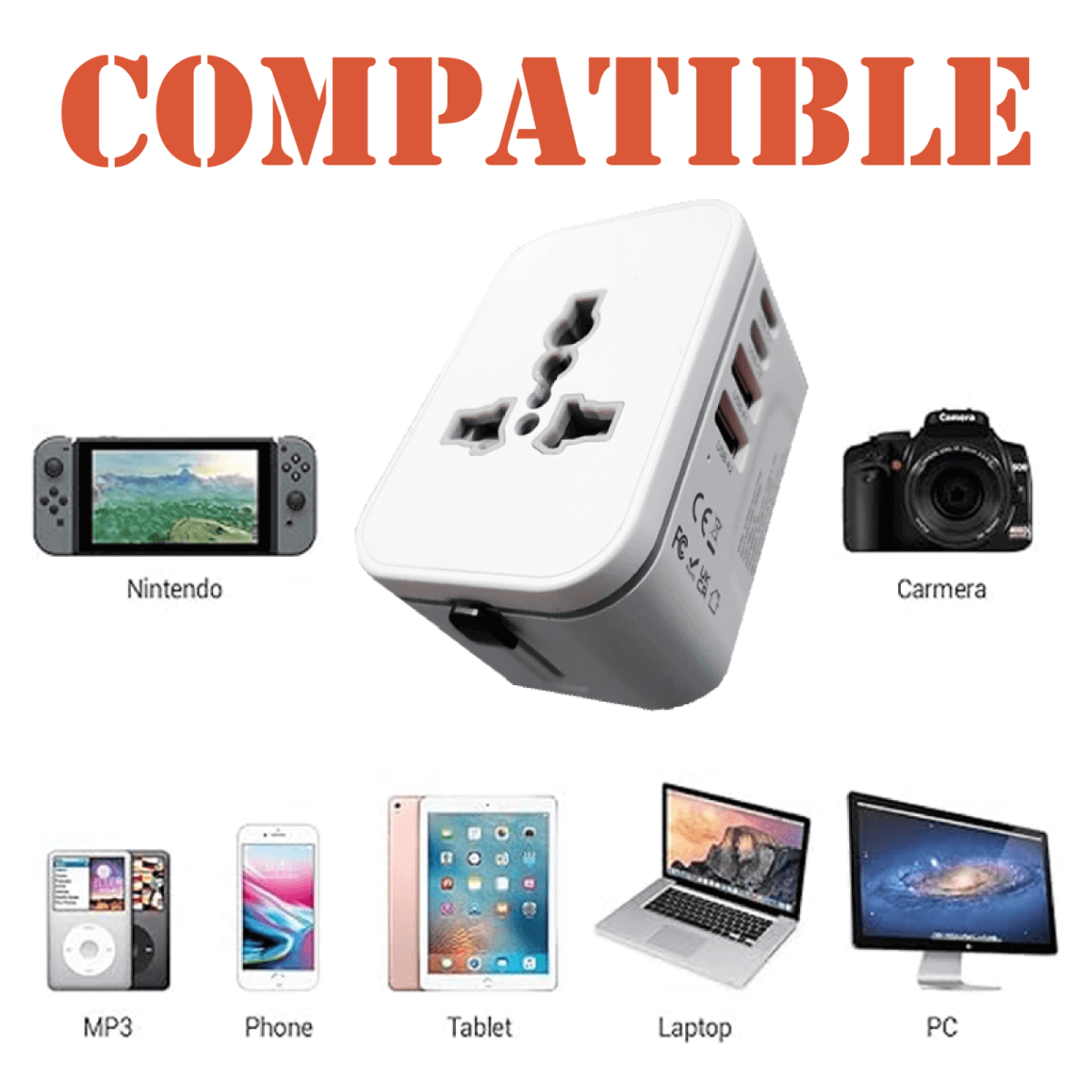 World Travel Adaptor With PD20W Quick Charge by Corporate Gift Store Singapore