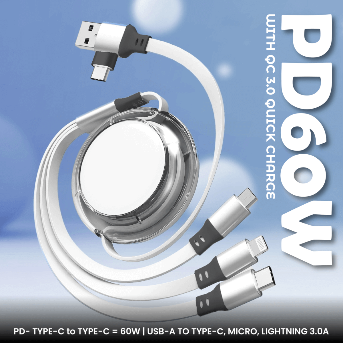 3 IN 2 Quick Charge Cable With Data Transfer by Corporate Gift Store Singapore