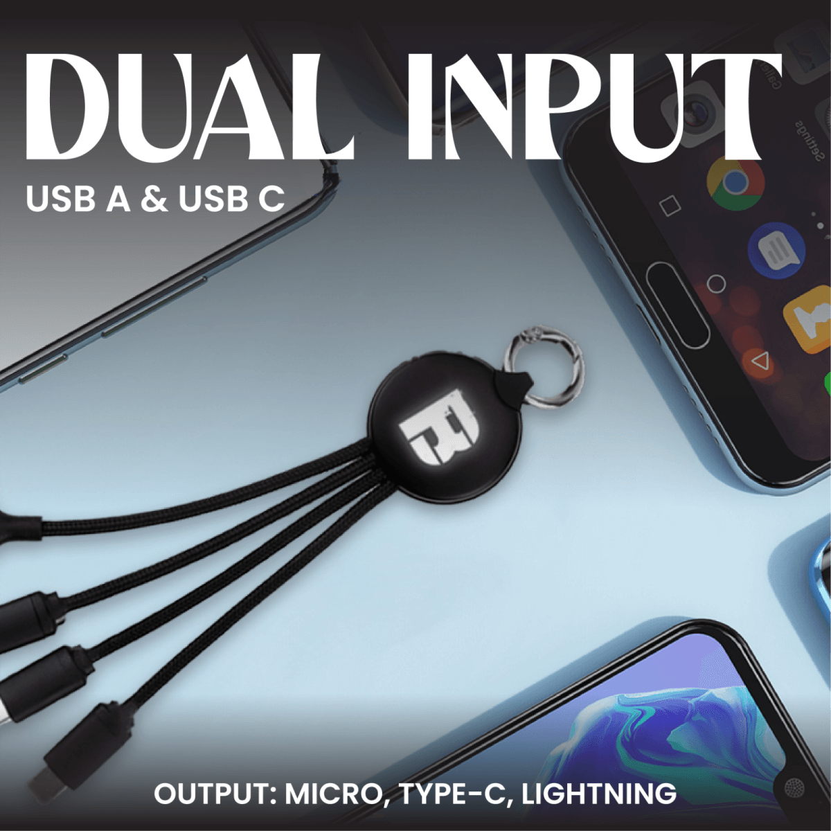 3 in 2 Fast Charging Cable (Round) by Corporate Gift Store Singapore