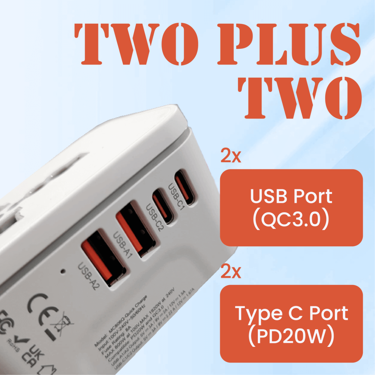 World Travel Adaptor With PD20W Quick Charge by Corporate Gift Store Singapore