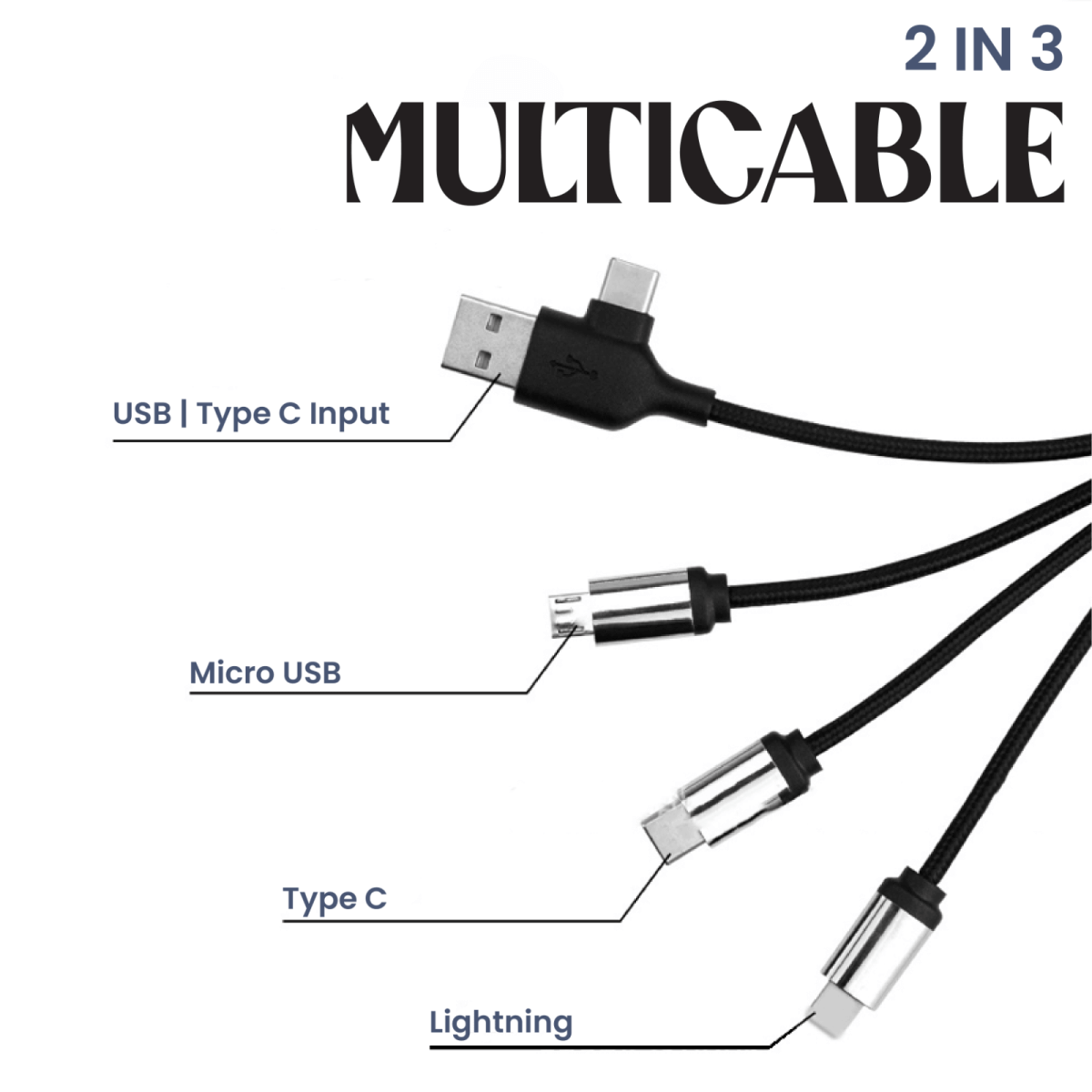 3 in 2 Fast Charging Cable (Round) by Corporate Gift Store Singapore