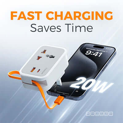 TESSAN Wall Plug Socket Extender with USB-C Cable by Corporate Gift Store Singapore