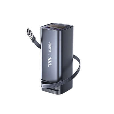 Remax FC-22 Powerbank with Type-C Retractable Cable 20000mAh, portable charger with retractable cable.