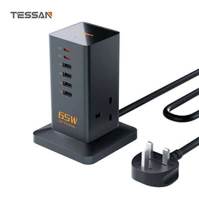 TESSAN 65W GaN Extension Tower with USB C Charging Station by Corporate Gift Store Singapore