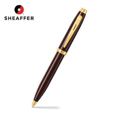 Sheaffer® Glossy Coffee Brown Ballpoint Pen With PVD Gold-Tone Trim by Corporate Gift Store Singapore