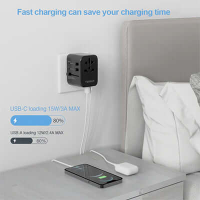 TESSAN 17W Travel Charger with 3 USB and 1 Type C by Corporate Gift Store Singapore