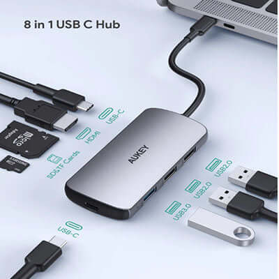 Aukey CB-C85 USB C Hub 8-in-1 by Corporate Gift Store Singapore