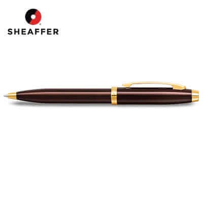Sheaffer® Glossy Coffee Brown Ballpoint Pen With PVD Gold-Tone Trim by Corporate Gift Store Singapore