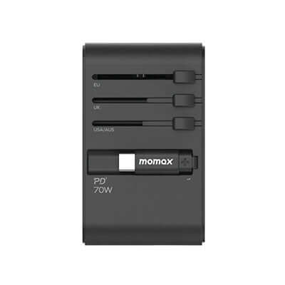 Momax 1-World+ 3-Port Travel GaN Charger With Built-in USB-C Cable 70W by Corporate Gift Store Singapore