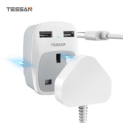 TESSAN USB Plug Adaptor with 2 USB Ports by Corporate Gift Store Singapore