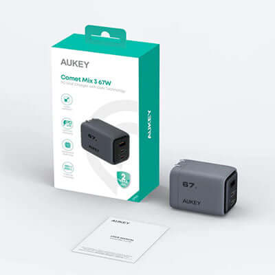 Aukey PA-C3 Comet Mix 3 67W PD Wall Charger with GaN Technology by Corporate Gift Store Singapore