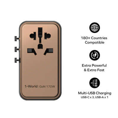 Momax 1-World 4-Port GaN Travel Charger 170W + USB-C Cable by Corporate Gift Store Singapore