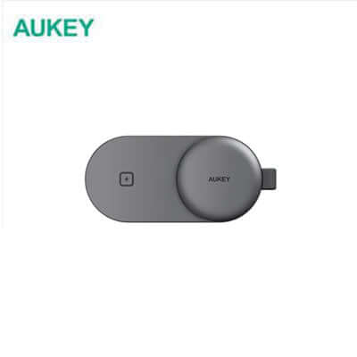 AUKEY LC-MC313 MagFusion C 3-in-1 Qi2 Foldable Wireless Charging Station top view with logo