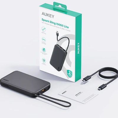 Aukey PB-Y53 Spark Sling 10000mAh Lite Slim PB Built-in USB-C Cable