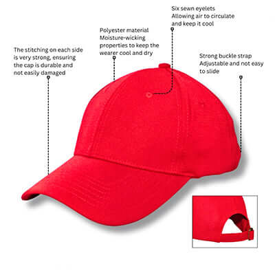6 Panel Polyester Baseball Cap by Corporate Gift Store Singapore