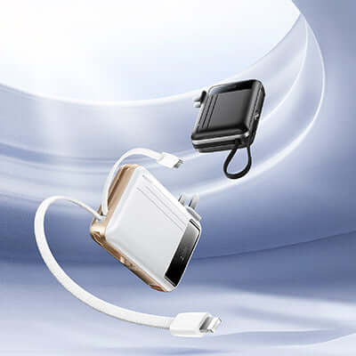 Remax CP-7 Fast Charging Powerbank with Cable and Wall Plug in sleek design for efficient mobile charging