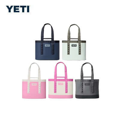 Yeti Camino® 50 Carryall Tote Bag collection in various colors, perfect for outdoor adventures and as a corporate gift.