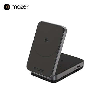 Mazer MagFold Duo+ Qi2 Certified 15W Foldable 2-in-1 Wireless Charger by Corporate Gift Store Singapore