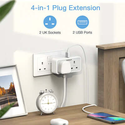 TESSAN Wall Socket Multi Plug Extension with 2 USB Port by Corporate Gift Store Singapore